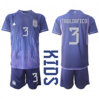Argentina Nicolas Tagliafico #3 Udebanesæt Børn VM 2022 Kortærmet (+ Korte bukser)